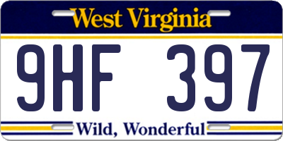 WV license plate 9HF397