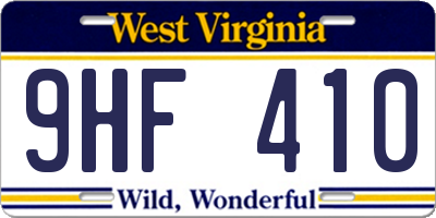 WV license plate 9HF410