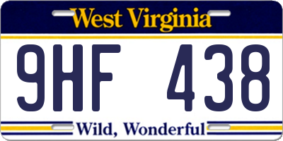 WV license plate 9HF438