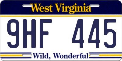WV license plate 9HF445