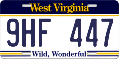 WV license plate 9HF447