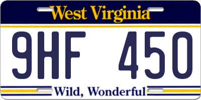 WV license plate 9HF450