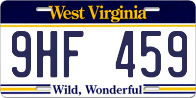 WV license plate 9HF459