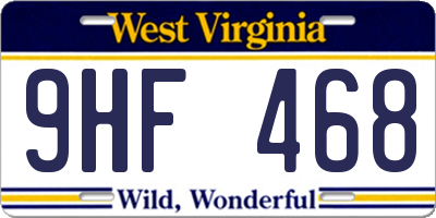 WV license plate 9HF468