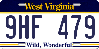 WV license plate 9HF479