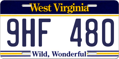 WV license plate 9HF480