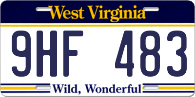 WV license plate 9HF483