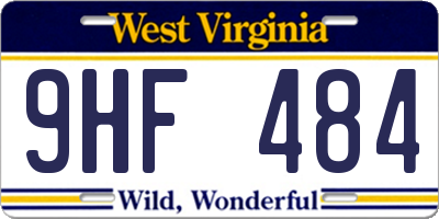WV license plate 9HF484