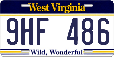 WV license plate 9HF486