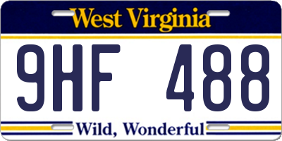 WV license plate 9HF488