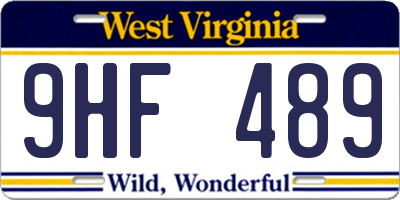 WV license plate 9HF489