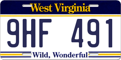 WV license plate 9HF491