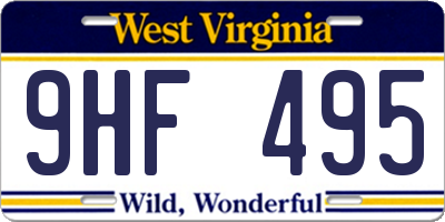 WV license plate 9HF495