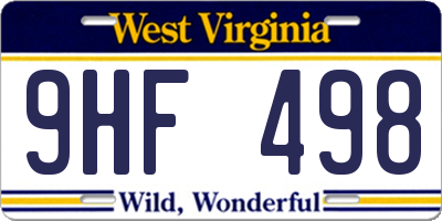 WV license plate 9HF498
