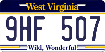 WV license plate 9HF507