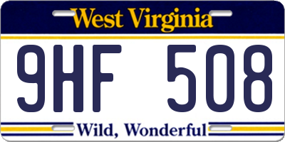 WV license plate 9HF508