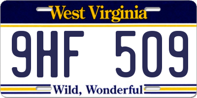 WV license plate 9HF509