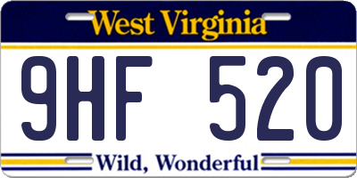 WV license plate 9HF520
