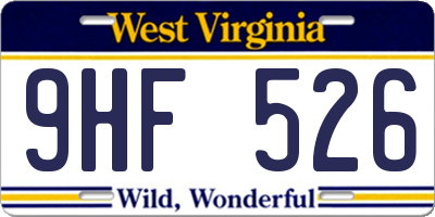 WV license plate 9HF526