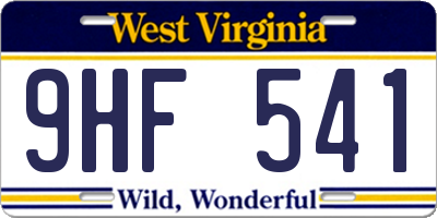 WV license plate 9HF541