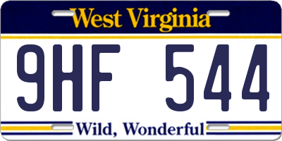 WV license plate 9HF544