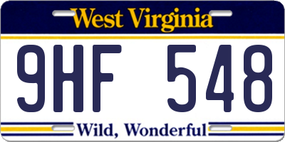 WV license plate 9HF548