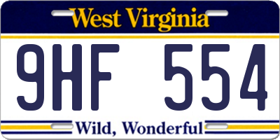WV license plate 9HF554