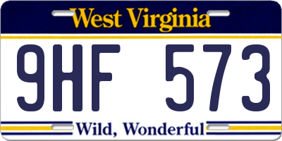WV license plate 9HF573