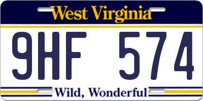 WV license plate 9HF574
