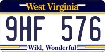 WV license plate 9HF576