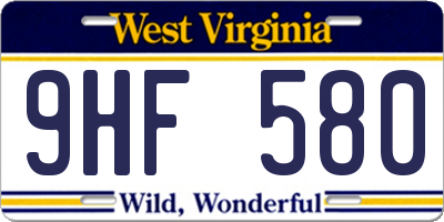 WV license plate 9HF580