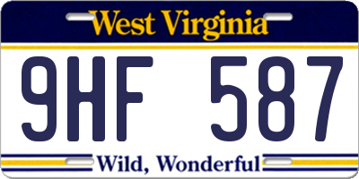 WV license plate 9HF587