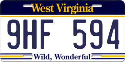 WV license plate 9HF594
