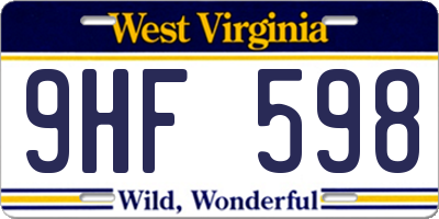 WV license plate 9HF598