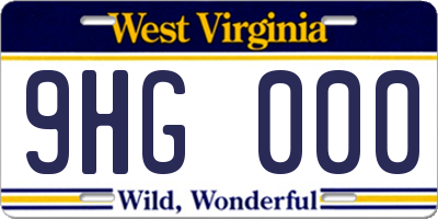 WV license plate 9HG000