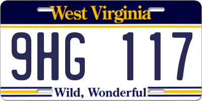 WV license plate 9HG117