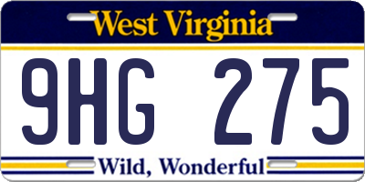 WV license plate 9HG275