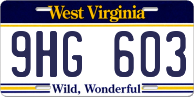 WV license plate 9HG603