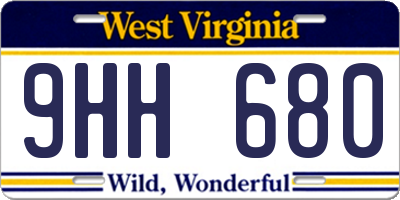 WV license plate 9HH680