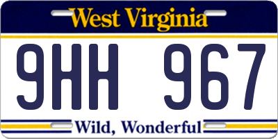 WV license plate 9HH967