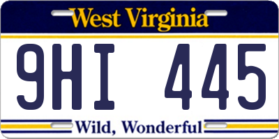 WV license plate 9HI445