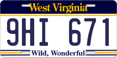 WV license plate 9HI671