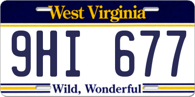 WV license plate 9HI677