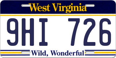 WV license plate 9HI726