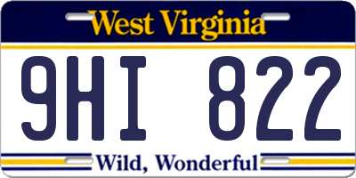 WV license plate 9HI822