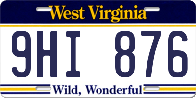 WV license plate 9HI876