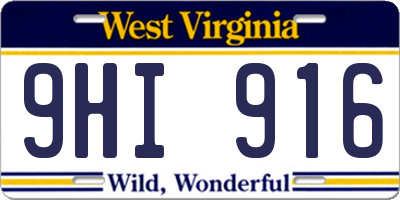 WV license plate 9HI916