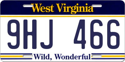 WV license plate 9HJ466