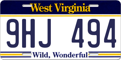 WV license plate 9HJ494