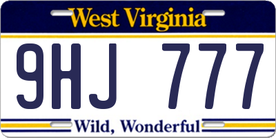 WV license plate 9HJ777